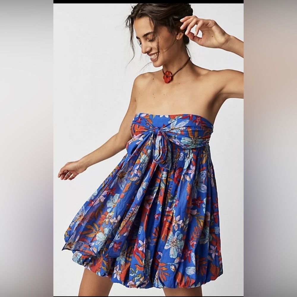 Free People Mai Tai Tropical Floral Strapless Dress